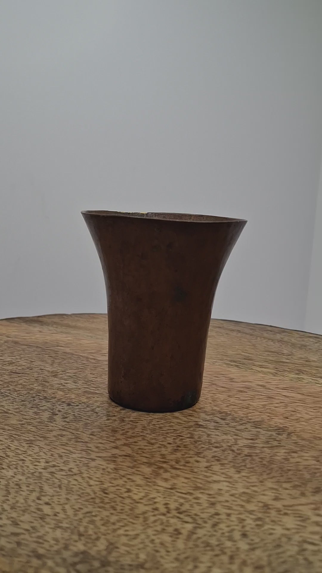 Antique Hand-Hammered Copper Kiddush Cup - Antique Judaica Ritual Wine Becher with Natural Patina, Possible Eastern European Origin, 3.5" Tall