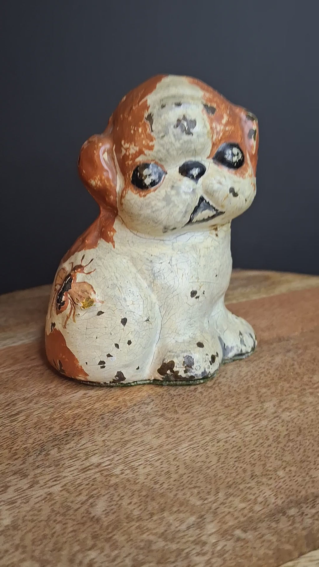 Scarce Antique Hubley Cast Iron Puppo Doorstop Brown Color Variant Grace Drayton 1920s #75
