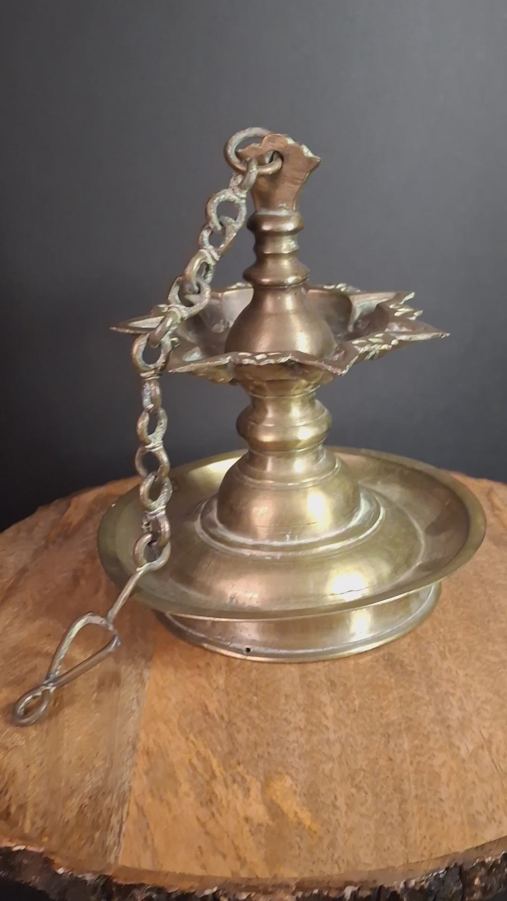 Antique 18th Century / Possibly 17th Century Continental Brass 7 Wick Shabbat Oil Lamp Judenstern