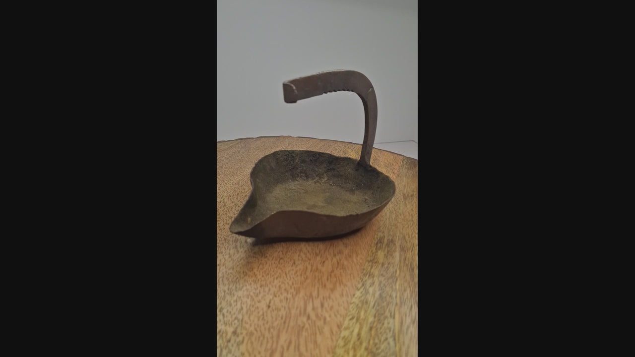 Antique 18th C. Rare Wrought Thick Copper Alloy Betty Fat Lamp