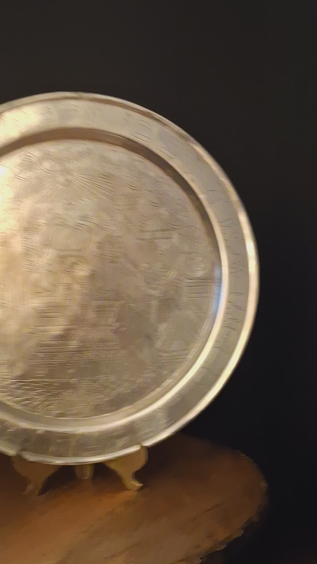 Rare Antique 1889 Ottoman Damascus Judaica Presentation Plate Silvered Brass Inscribed Hebrew Provenance Large 13"