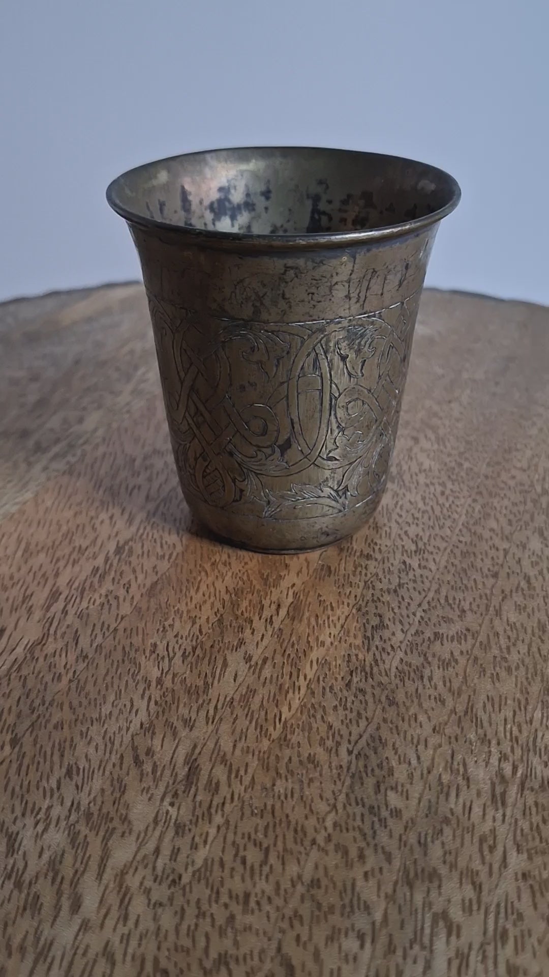 Antique German 12 Loth Silver Engraved Kiddush Cup Beaker - c. 1860