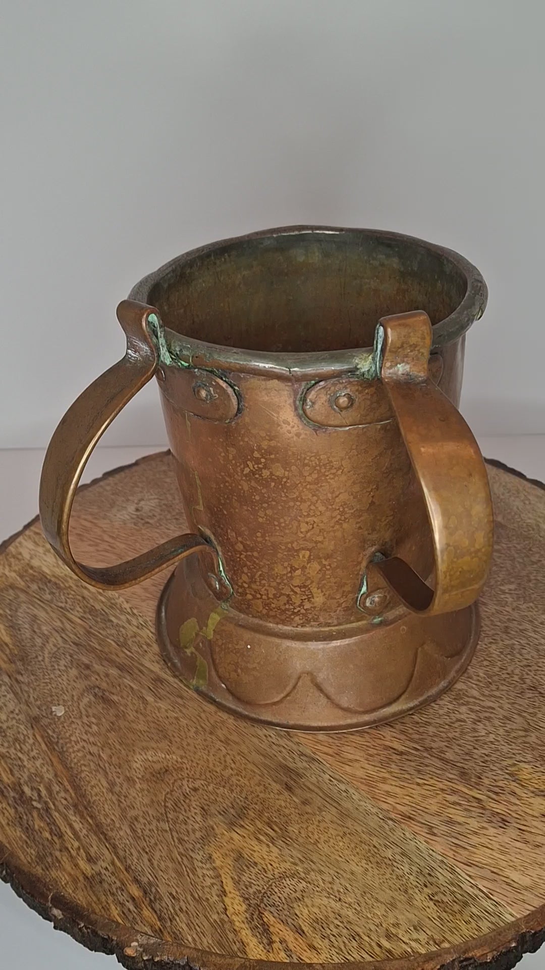Very Rare Antique Early 1800s Russian Copper Netilat Yadayim Washing Cup with Unique Base - Jewish Ritual Vessel