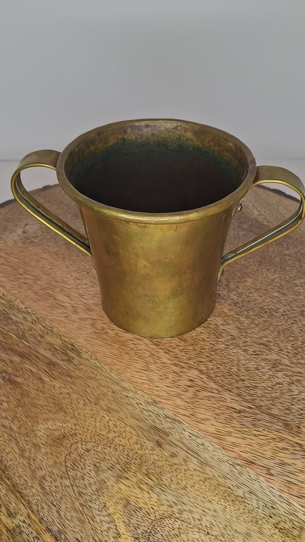 Antique Russian Brass Netilat Yadayim Hand Washing Cup, Circa 1898 Maker's Mark, Tula