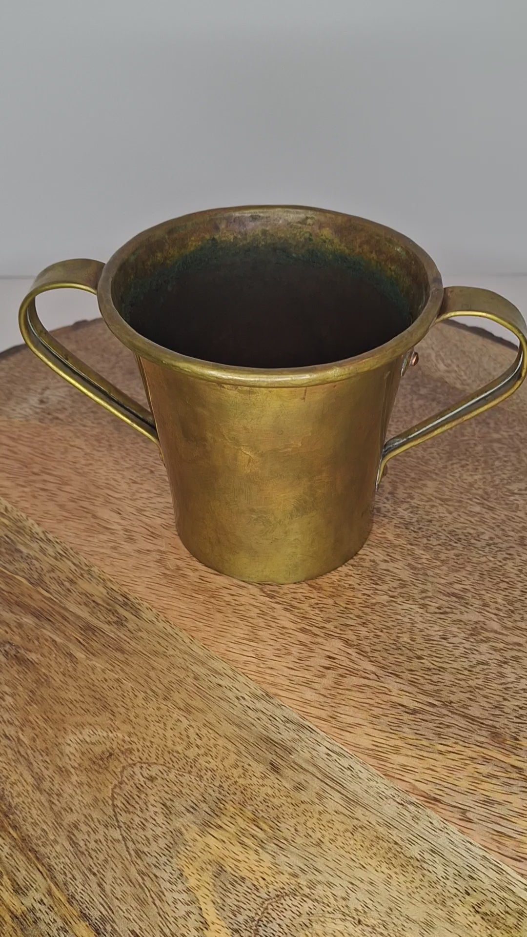 Antique Russian Brass Netilat Yadayim Hand Washing Cup, Circa 1898 Maker's Mark, Tula