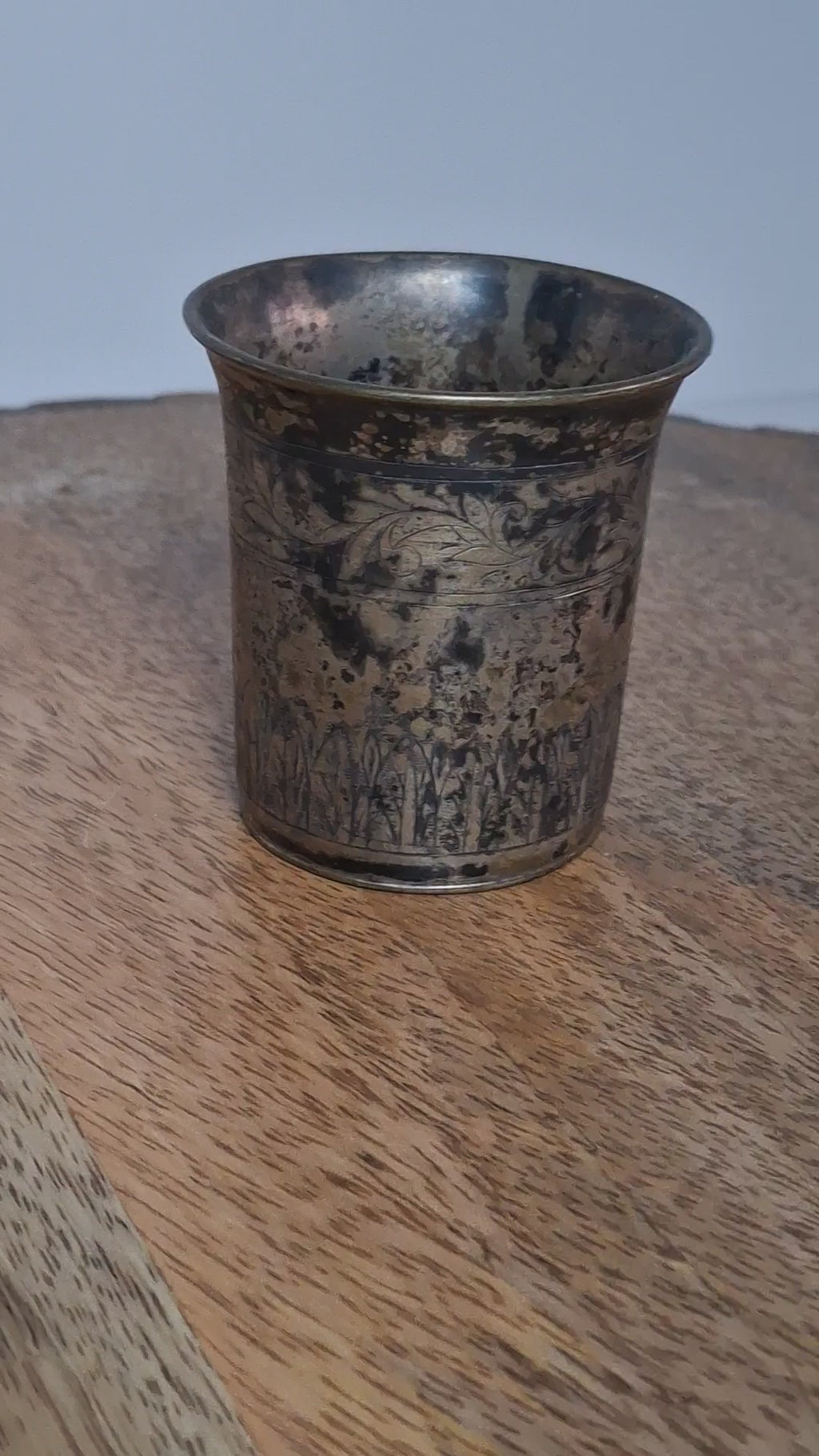 Antique 1821 European Silver Kiddush Cup Beaker - 12 Loth Hallmarked, Floral