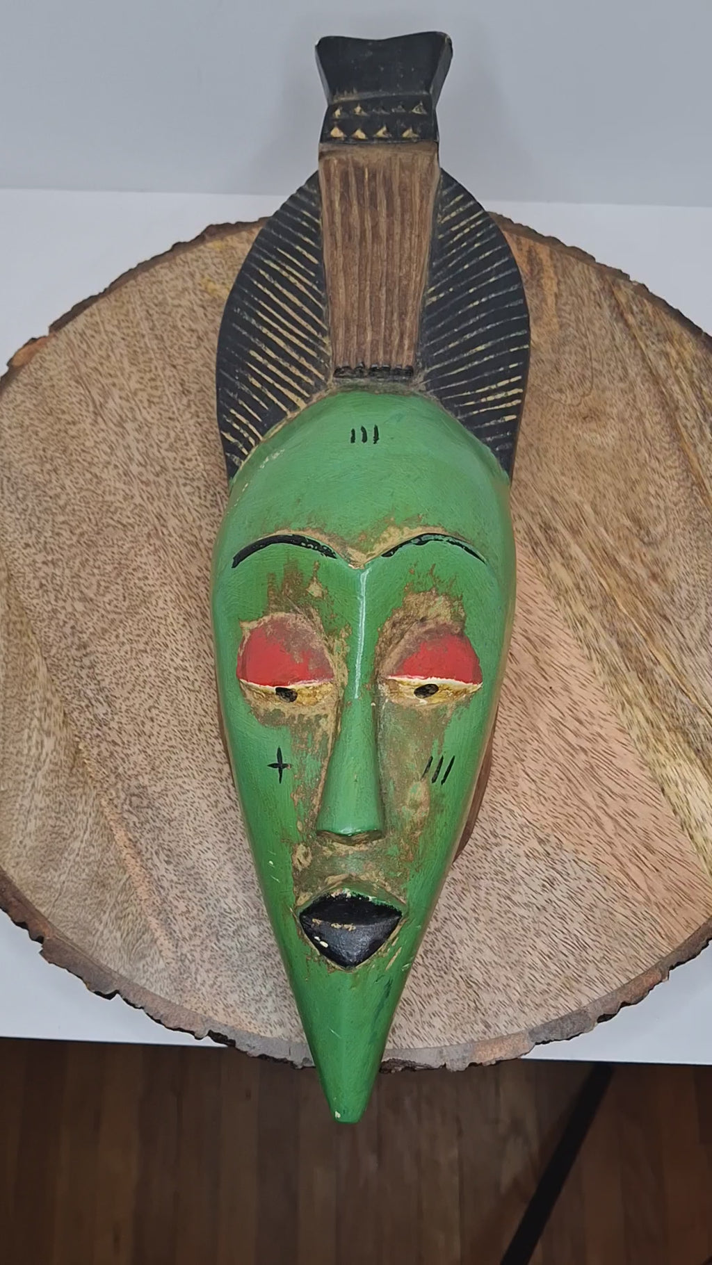 Authentic Baule Goli Kpan Ritual Mask Ivory Coast – Hand Carved Wood – 13.5" x 4"