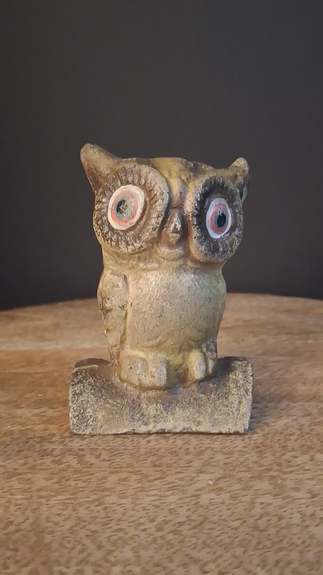 Antique AC Williams Cast Iron Wise Owl Still Bank c 1910s