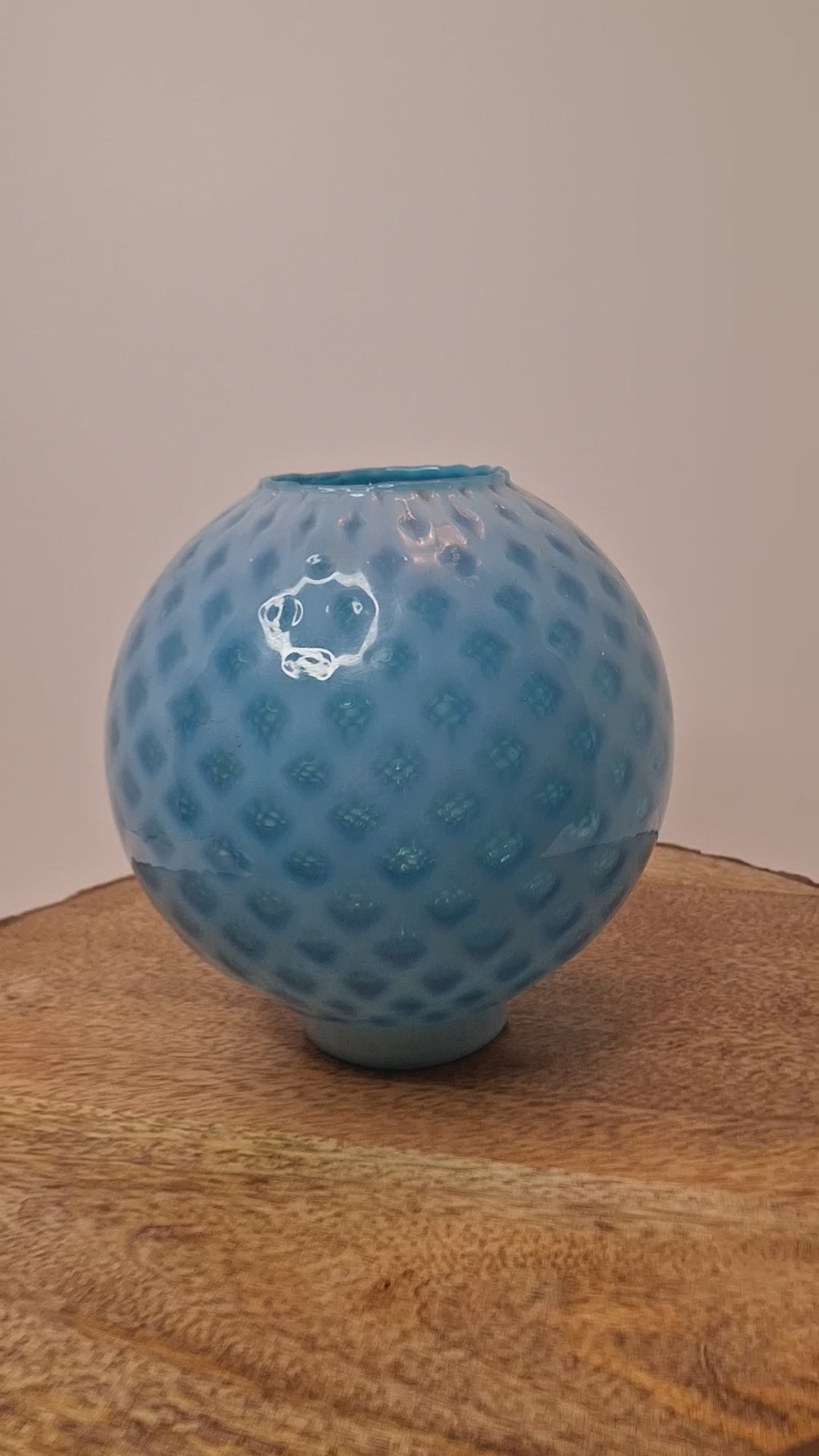 Antique Blue Opalescent Diamond Quilt Glass Lamp Shade Globe Northwood Victorian