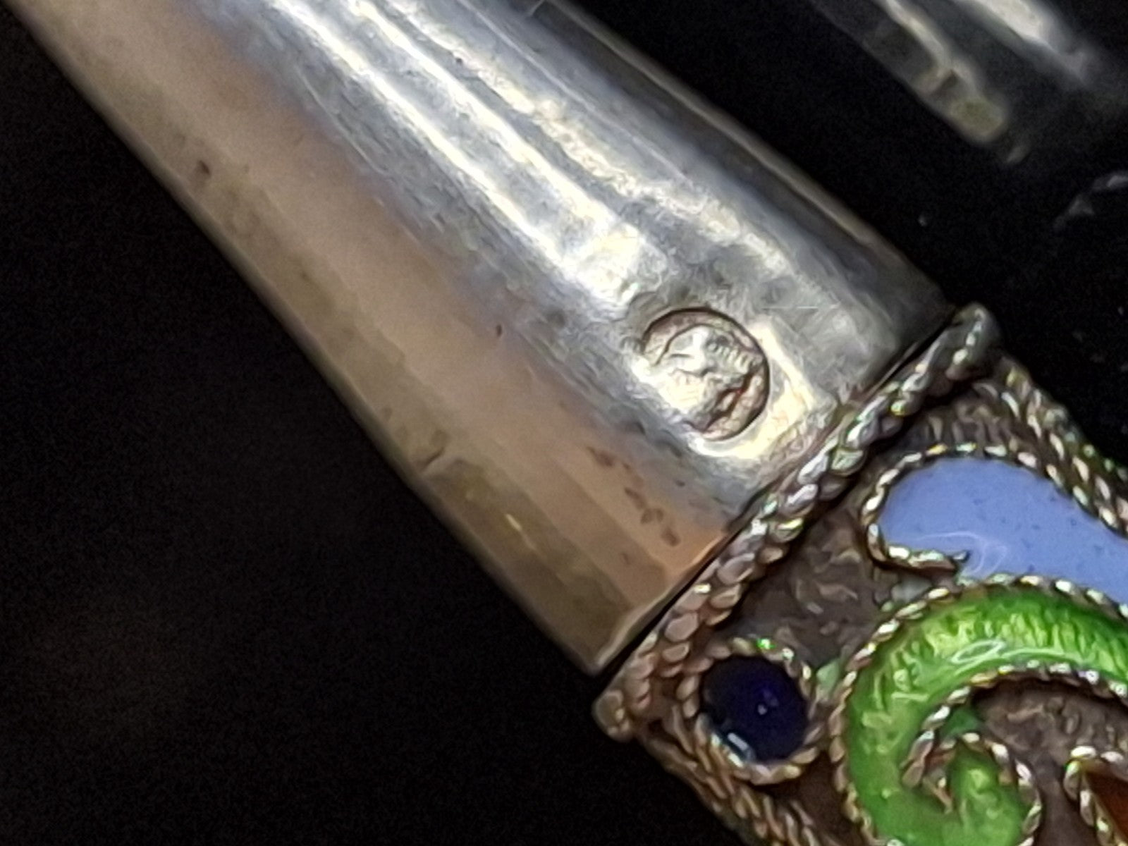 Antique Imperial Russian Silver Cloisonné Enamel Mechanical Pencil 1908-1917 Kokoshnik